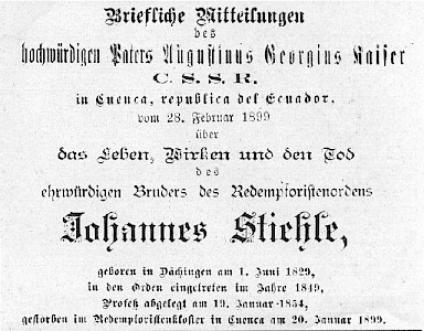 Die erste Veröffentlichung über Bruder Johannes